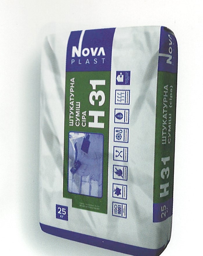 Штукатурна суміш сіра Н-31 NOVA PLAST 25 кг